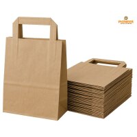 Papiertragetaschen 180+85x230 mm mit Flachhenkel Braun