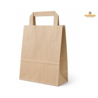 Papiertragetaschen 180+85x230 mm mit Flachhenkel Braun