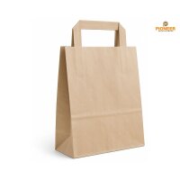 Papiertragetaschen 180+85x230 mm mit Flachhenkel Braun