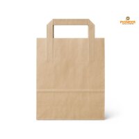 Papiertragetaschen 180+85x230 mm mit Flachhenkel Braun