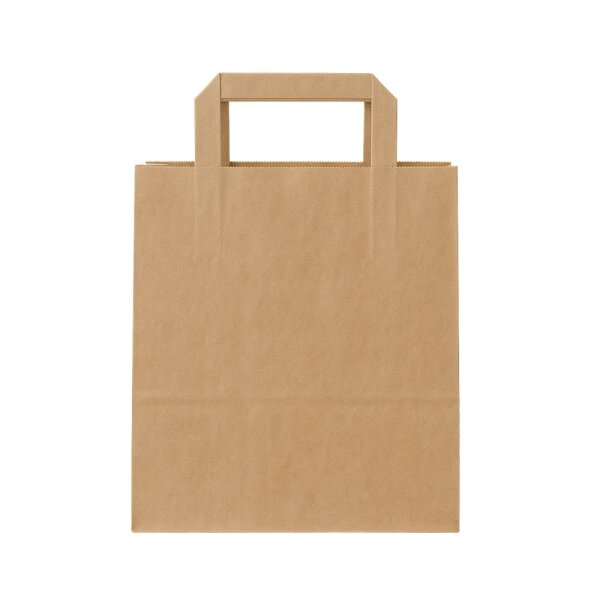 Paper Carrier Bags 260+140x300 mm Brown with Flat Handle