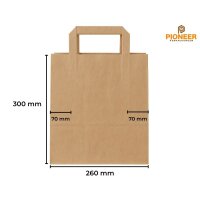 Paper Carrier Bags 260+140x300 mm Brown with Flat Handle