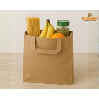 Paper Carrier Bags 260+140x300 mm Brown with Flat Handle