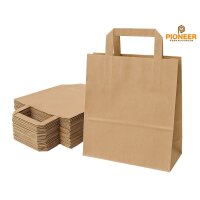 Paper Carrier Bags 260+140x300 mm Brown with Flat Handle