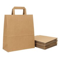 Papiertragetaschen 320+160x420 mm mit Flachhenkel Braun