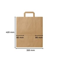 Papiertragetaschen 320+160x420 mm mit Flachhenkel Braun