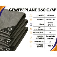 Gewebeplane 4x5 m Silber/Schwarz 260g/m² mit...