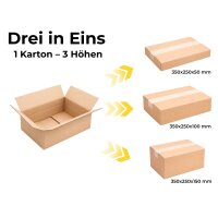 Cardboard box 350x250x150 mm Single Wall Brown Height Groove at 50/100 mm