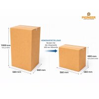 Faltkarton 1000x560x560 mm Einwellig Braun mit Höhenrille bei 600 mm