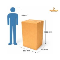 Faltkarton 1000x560x560 mm Einwellig Braun mit Höhenrille bei 600 mm