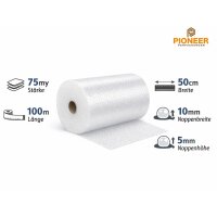 Luftpolsterfolie 50 cm x 100 m 75my Transparent