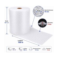 Luftpolsterfolie 100 cm x 100 m 50 my 100 m² Transparent