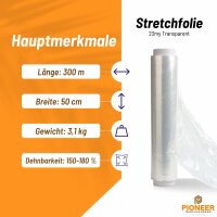 Handstretchfolie 23my 500mm x 300m transparent